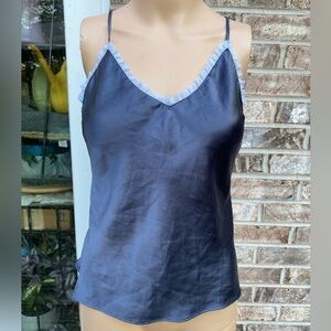 Slate Grey & Greyish Blue Ruffle Trim Victoria Secret Cami Slip Top